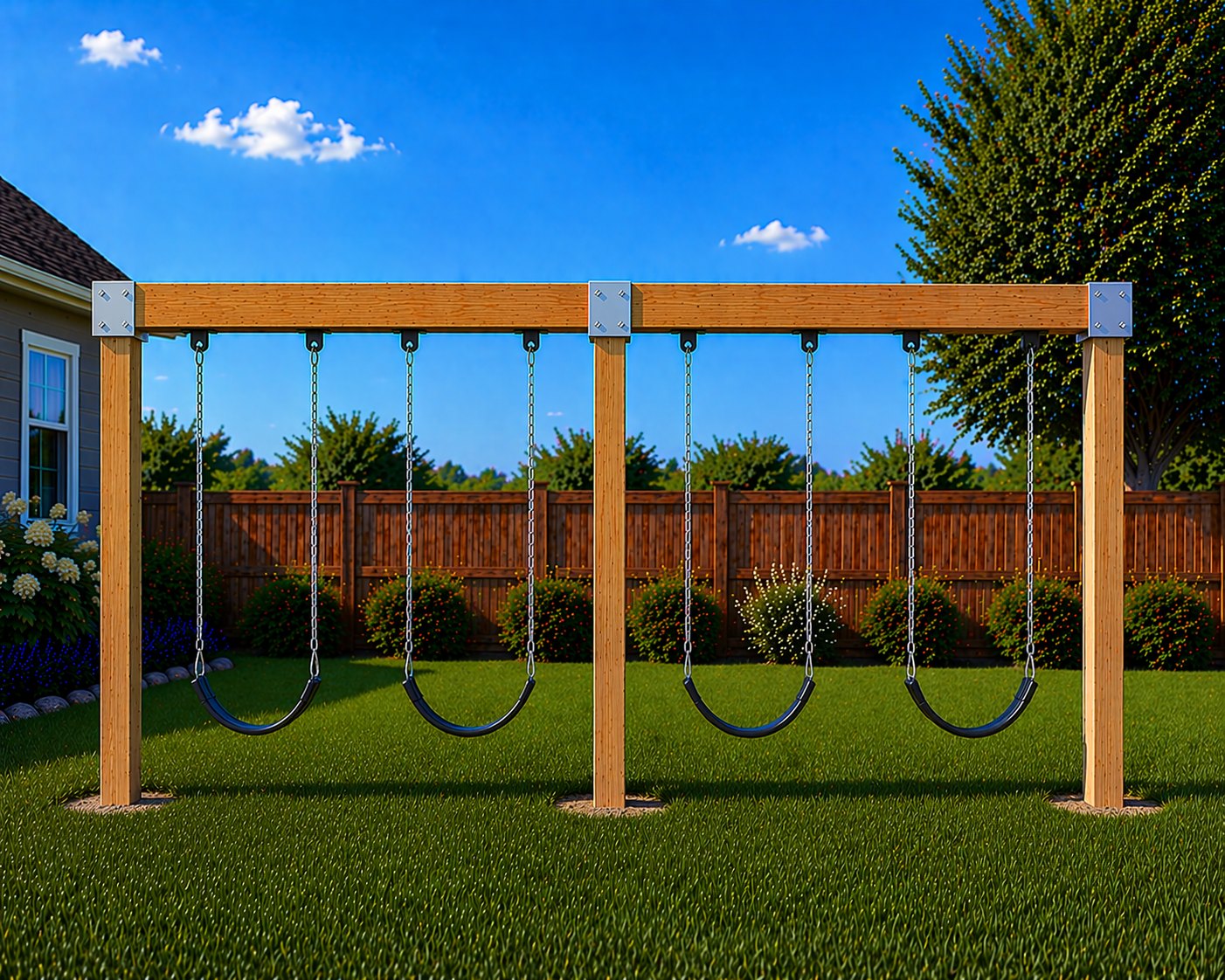 The Ranch Model custom swing structure with four swings